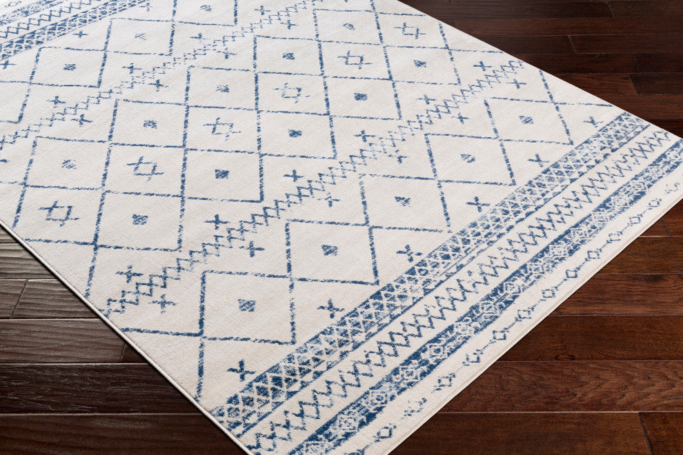 Surya Roma ROM-2339 9'x12'3" Rug, Dark Blue/Denim/Light Gray/White