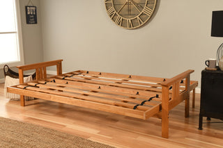 Caleb Frame Queen Futon With Butternut Finish, Frame Only