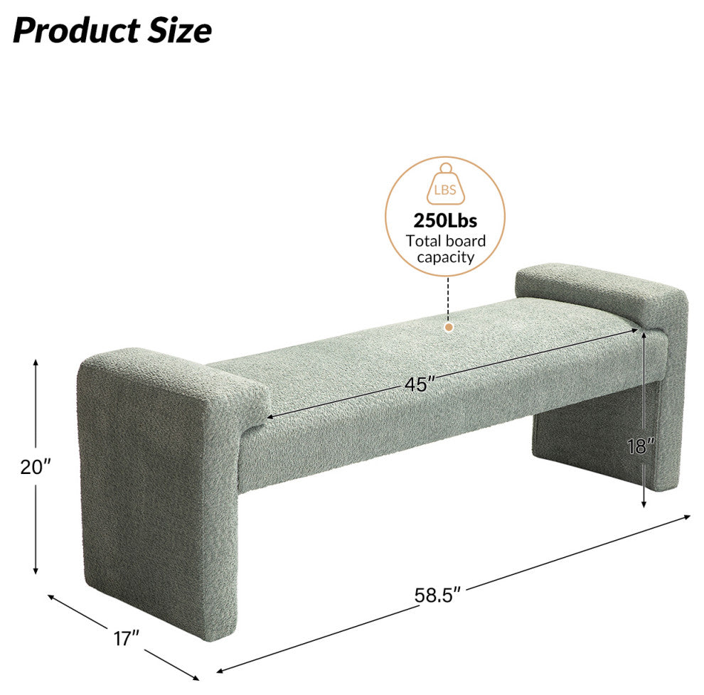 Severin Upholstered Bench, Sage