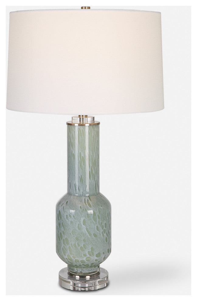 Contemporary Aqua Blue Gray Bubble Glass Table Lamp 30 in Clear Crystal Modern