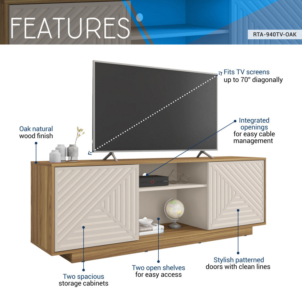 Techni Mobili TV Stand for TV"™s Up to 70"�, Oak