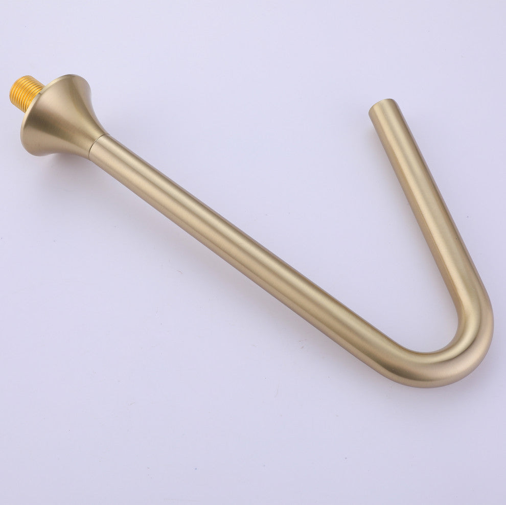 Deck Mounted Dual Cross Handles Bathroom Sink Faucet, Brushed Gold