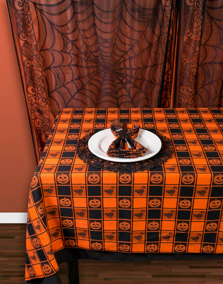 Halloween Woven Check Tablecloth, 52"x52"