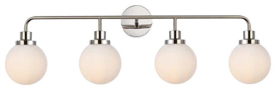 Helen 4-Light Bath Sconce, Polished Nickel With Frosted Shade