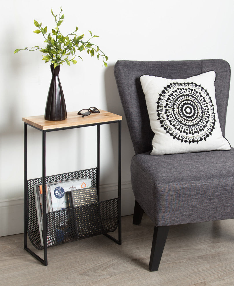 Galen End Table With Magazine Rack, Rustic Brown 14.75X8X24