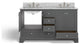 Cascade Bath Vanity, Sapphire Gray, 60", Brushed Nickel Hardware, Double, Freestanding
