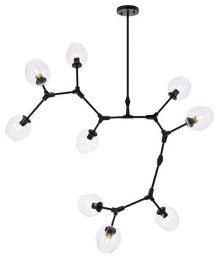 Elegant Lighting 1712G79 Cavoli 9 Light 79"W Abstract Chandelier - Black