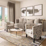 Modern Club Chair Barrel Design, Flower Print