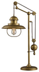 Farmhouse Table Lamp In Antique Brass With Matching Metal Shade