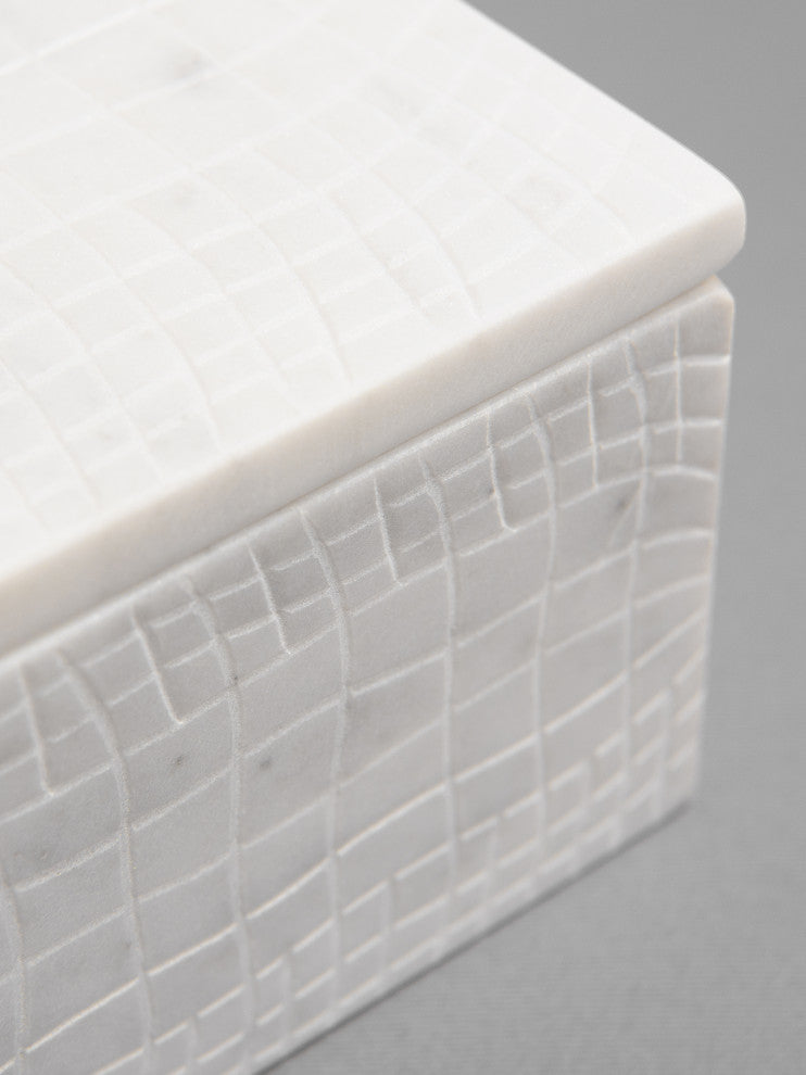 White Marble Box, Lid, Large