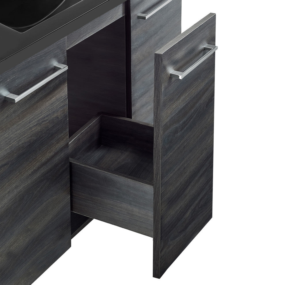 Annecy 48" Black Walnut, Bathroom Vanity With Black, 3-Hole Sink Top