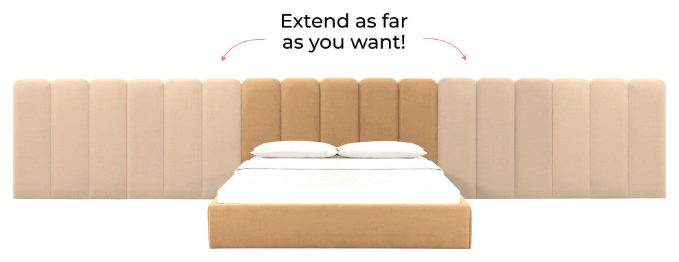 Palani Honey Velvet King Bed with Wings - Honey