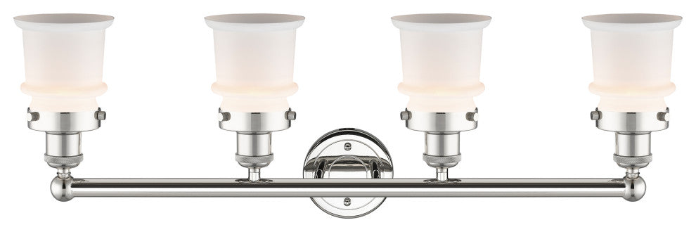 Canton 4-Light 32" Bath Vanity Light, Polished Nickel Finish, Matte White Shade