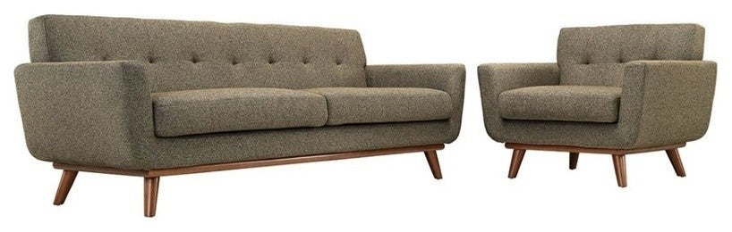 Modern Oatmeal Engage Armchair and Sofa, 2-Piece Set