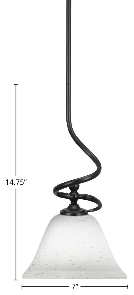 Capri 1-Light Mini Pendant with Hang Straight Swivel, Matte Black/White Muslin
