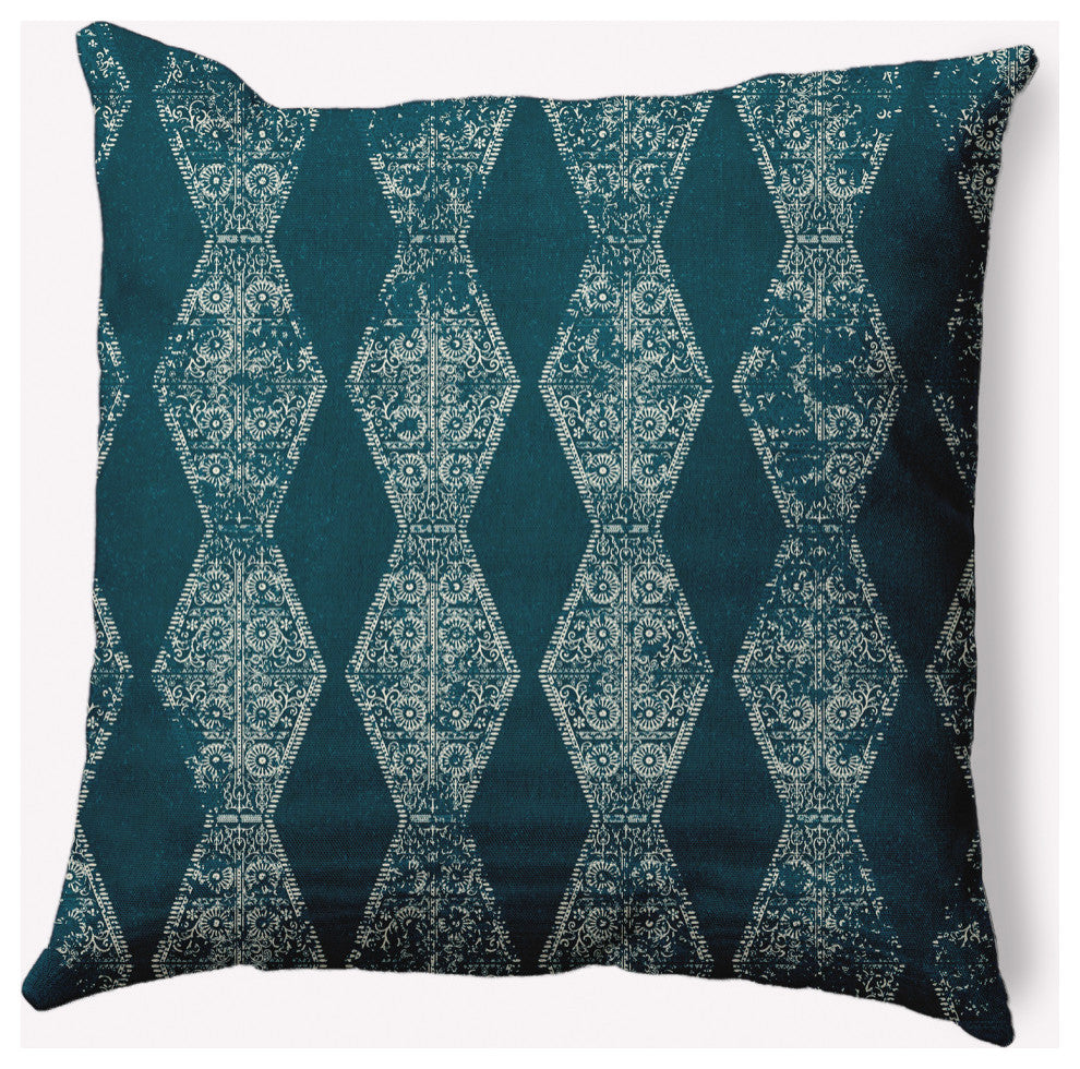 Pyramid Stripe Indoor/Outdoor Throw Pillow, Teal, 20x20"