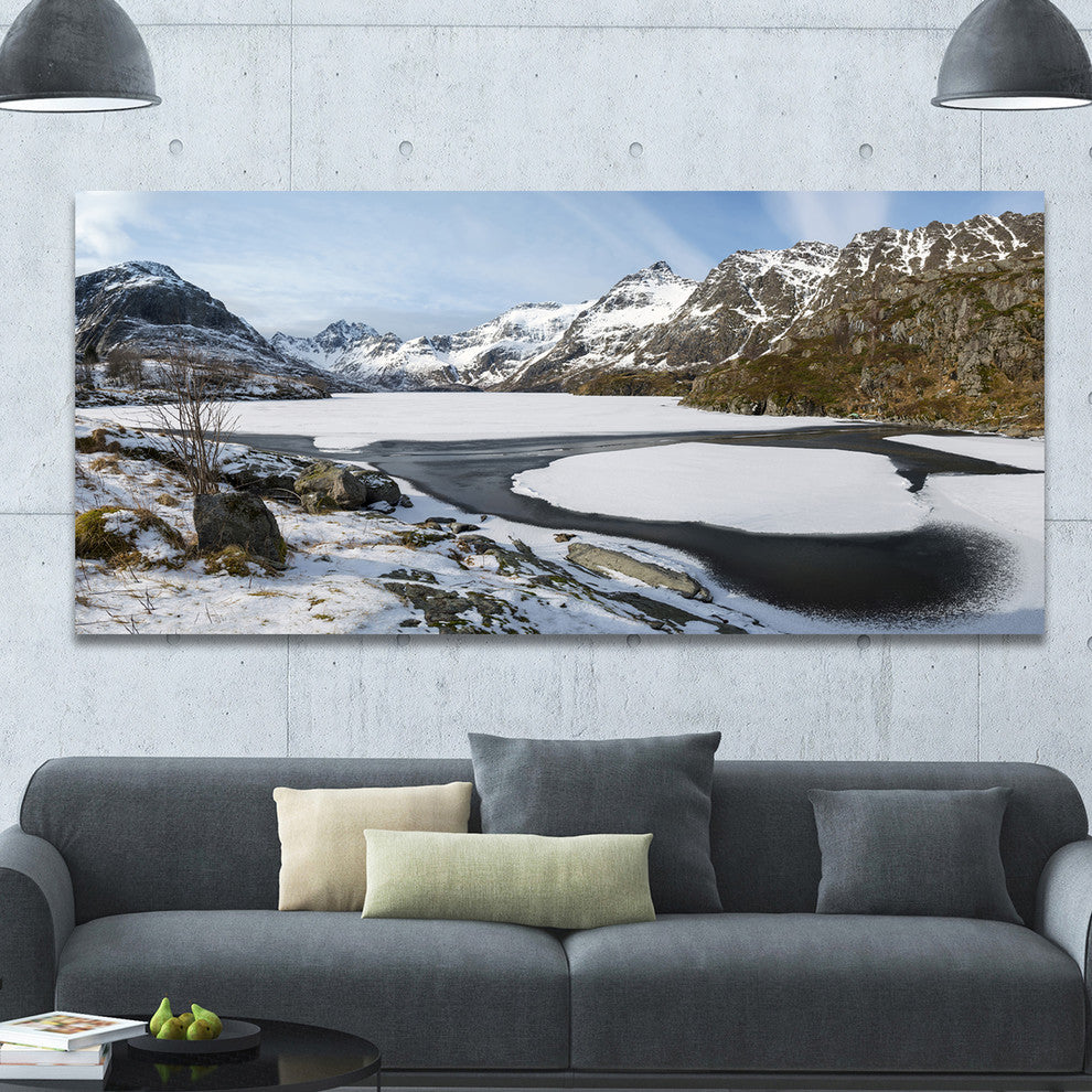 Winter in Lofoten Islands, Large landscape Canvas Art Print, 60"x28"