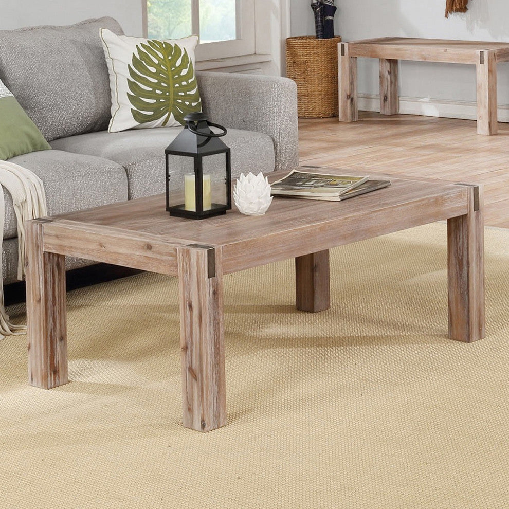 Woodstock Acacia Wood with Metal Inset 45" Coffee Table