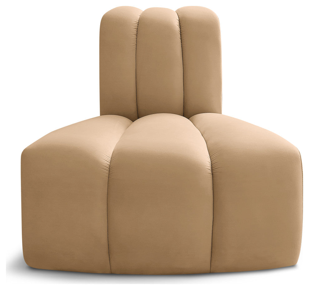 Arc Upholstered Modular Component, Camel, 1-Piece: Reverse Corner, Velvet