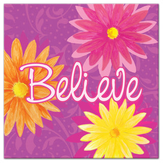 Believe Flowers 12x12 Canvas Wall Art