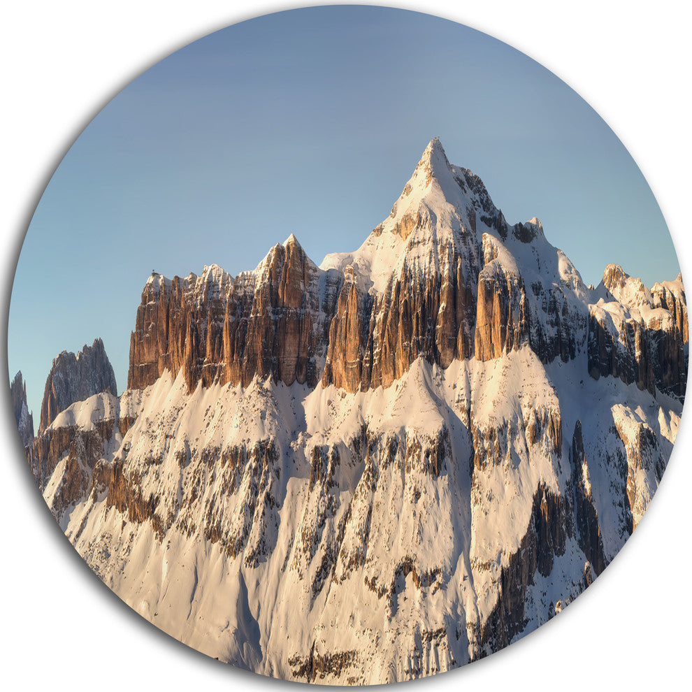 Overcast Sky Over Italian Alps, Landscape Round Metal Wall Art, 36"