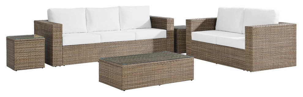 Convene Outdoor Patio Outdoor Patio 5-Piece Furniture Set, Cappuccino White