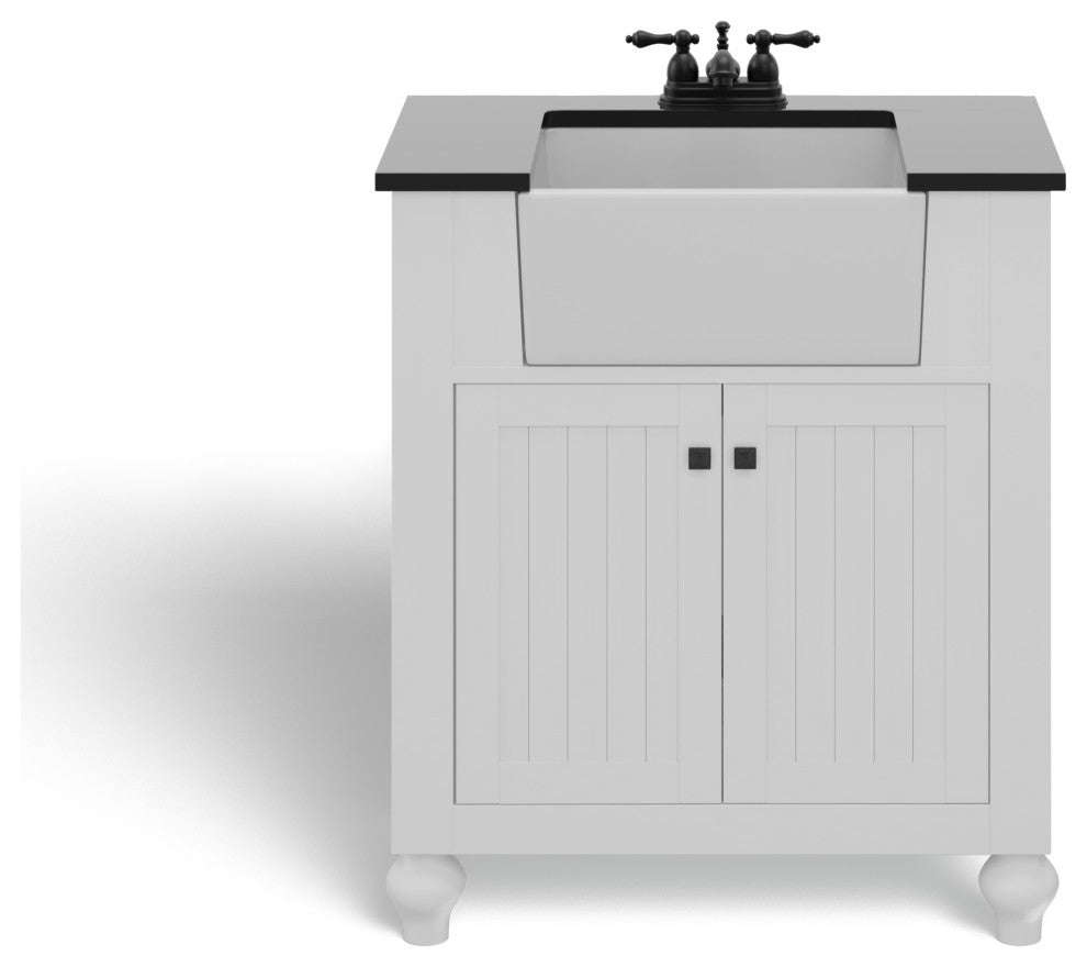 The Holsted Bathroom Vanity, White, 30", Single Sink, Freestanding
