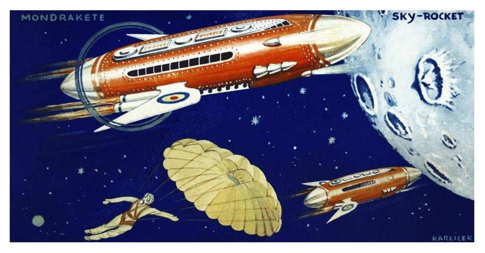 "Mondrakete Sky-Rocket" Digital Paper Print by Retrorocket, 38"x20"