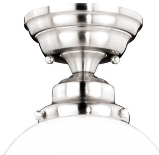 Huntley 12-in Semi Flush Ceiling Light Milk Glass Satin Nickel
