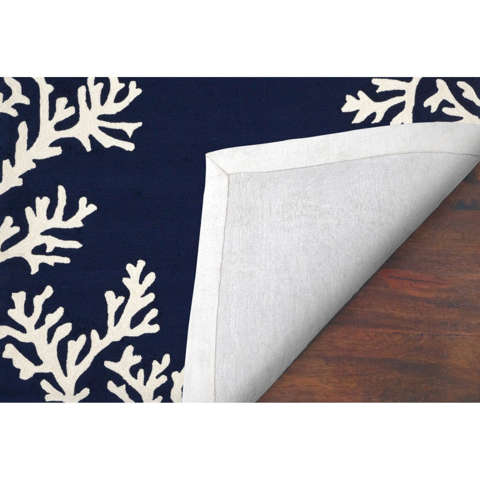 Capri Coral Border Indoor/Outdoor Rug, Navy, 2'6x4'