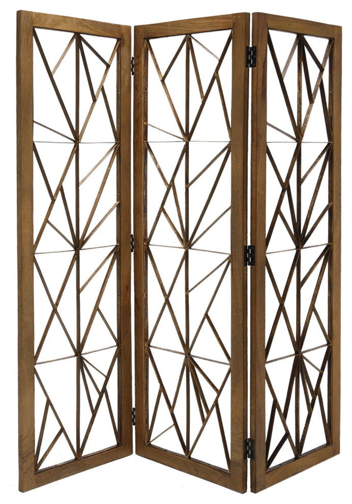 HomeRoots 63" x 1.5" x 72" Brown, Wood And Metal, Incline Screen
