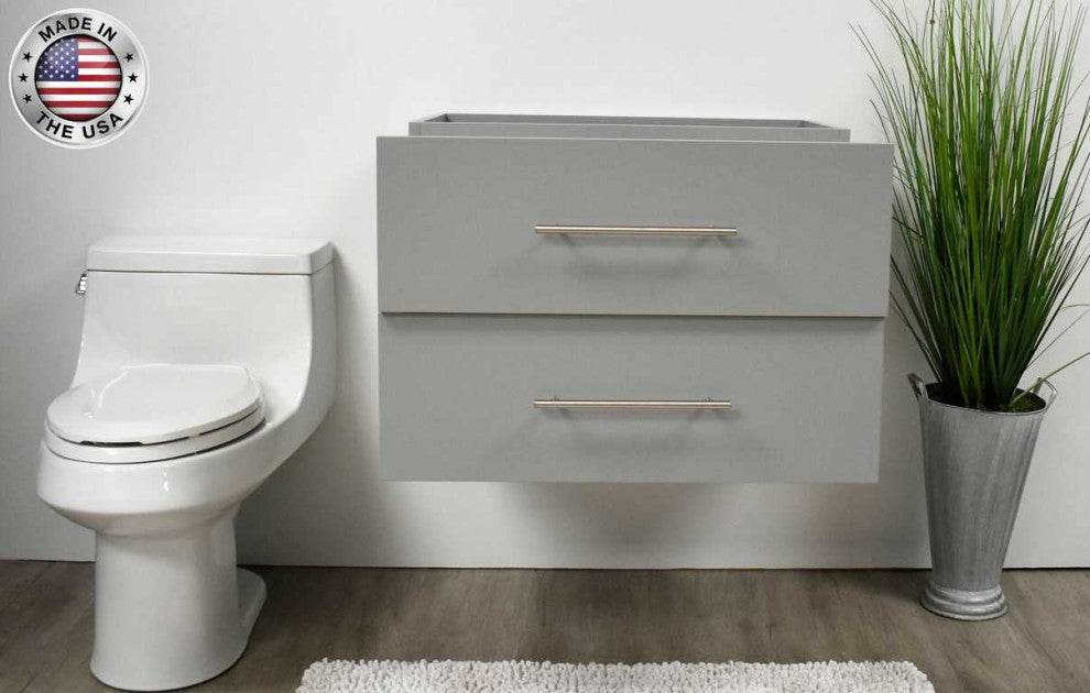 Napa 30" Modern Floating Bathroom Vanity With Round Handles Cabinet Only, Gray
