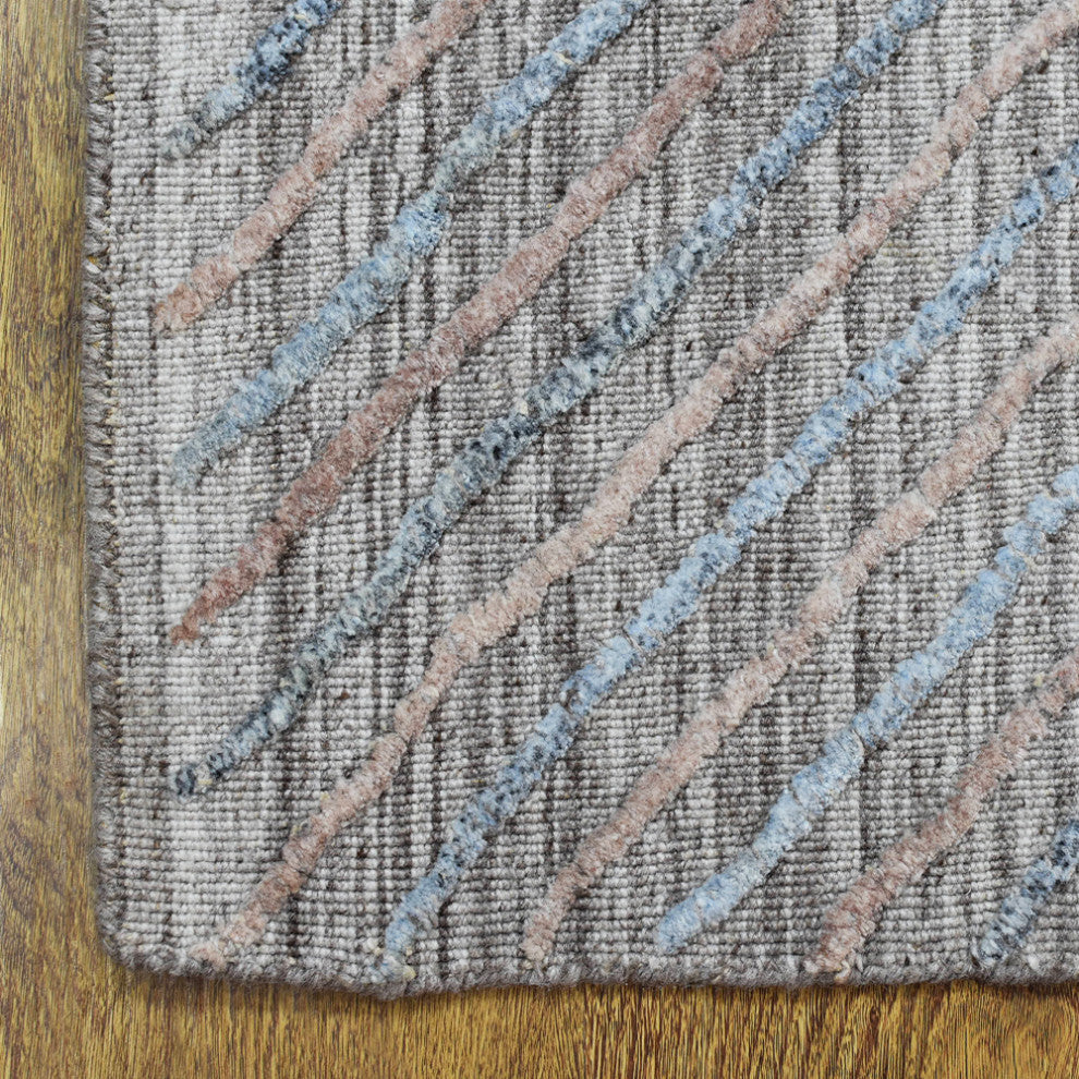 HAND WOVEN FLAT WEAVE KILIM POLYESTER AREA RUGS -Rectangle,Gray,Contemporary