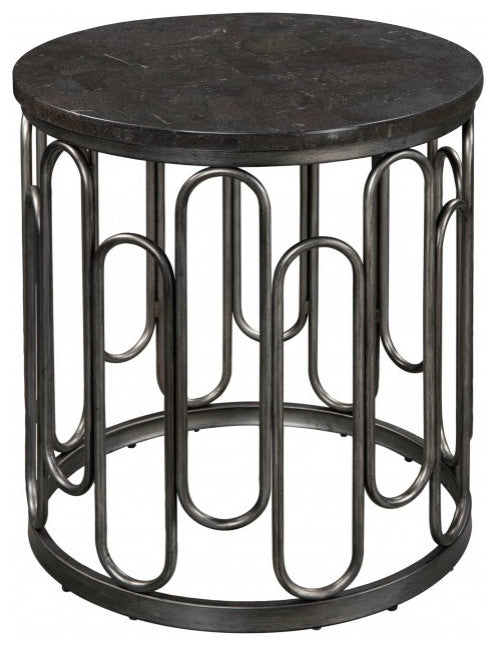 Industrial Gray Marble And Iron End Table