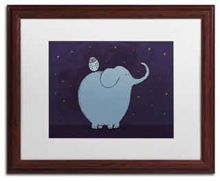 'Owl and Elephant' Matted Framed Canvas Art by Carla Martell