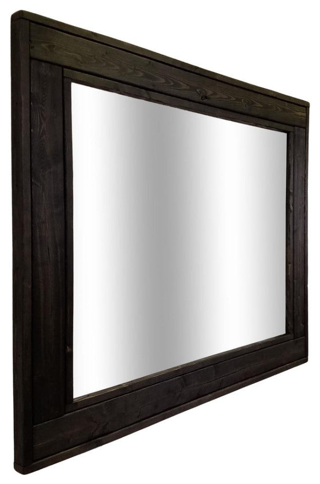 Herringbone Stained Vanity Mirror, Ebony, 30"x36", Vertical