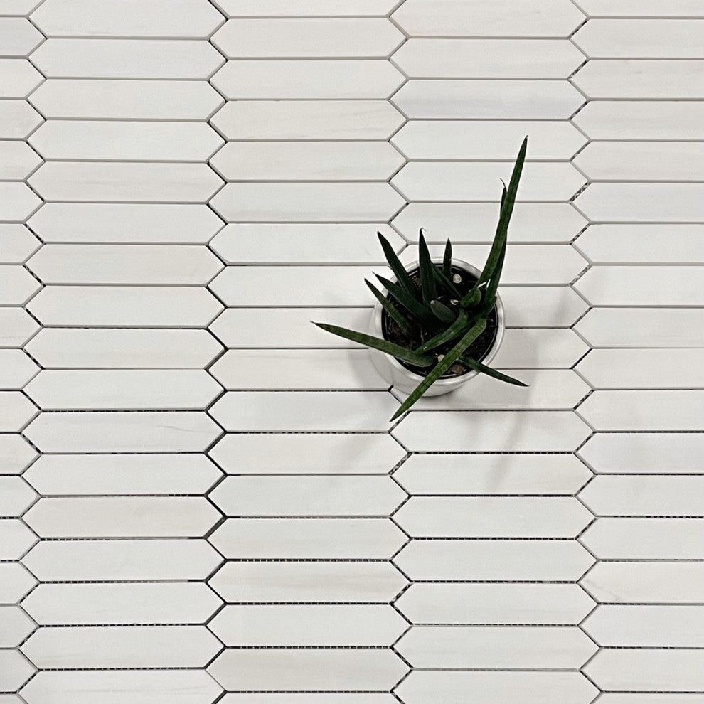 Bianco Dolomiti Honed 1x4 Picket Marble Mosaic