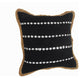 Black and White Striped Jute Bordered Throw Pillow