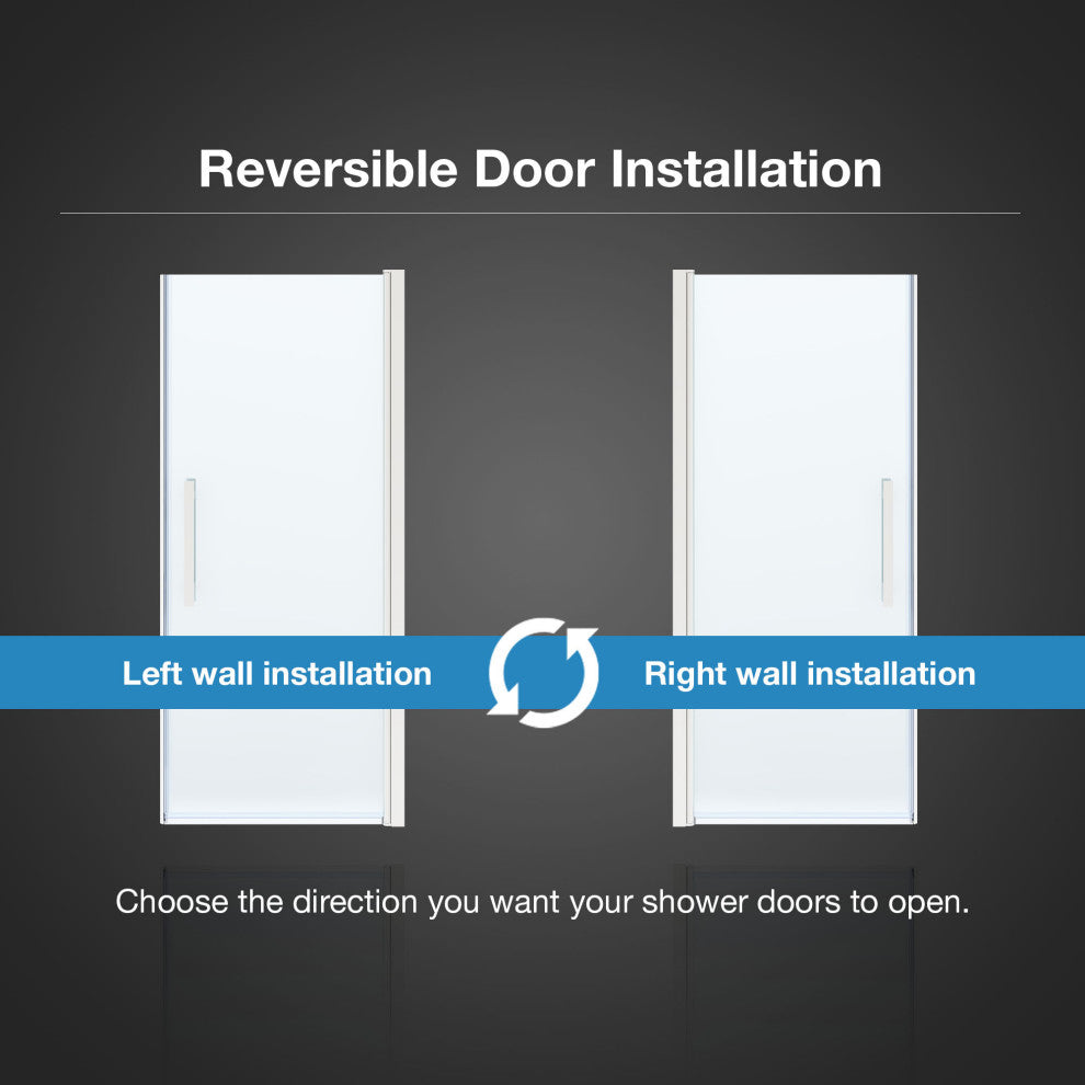 Pasadena 31 5/8-33"Wx72"H Alcove Pivot Shower Door Satin Nickel