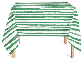 Rough Watercolor Stripes Green 58x58 Tablecloth