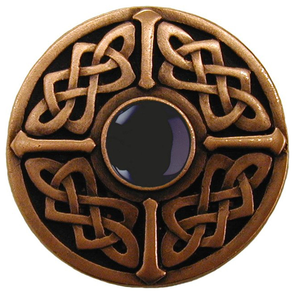 Celtic Jewel Knob Antique Brass, Blue Sodalite Natural Stone, Antique Copper, On