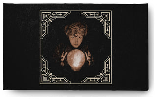 All Seeing Psychic Halloween Design Chenille Area Rug, Ivory, 3'x5'