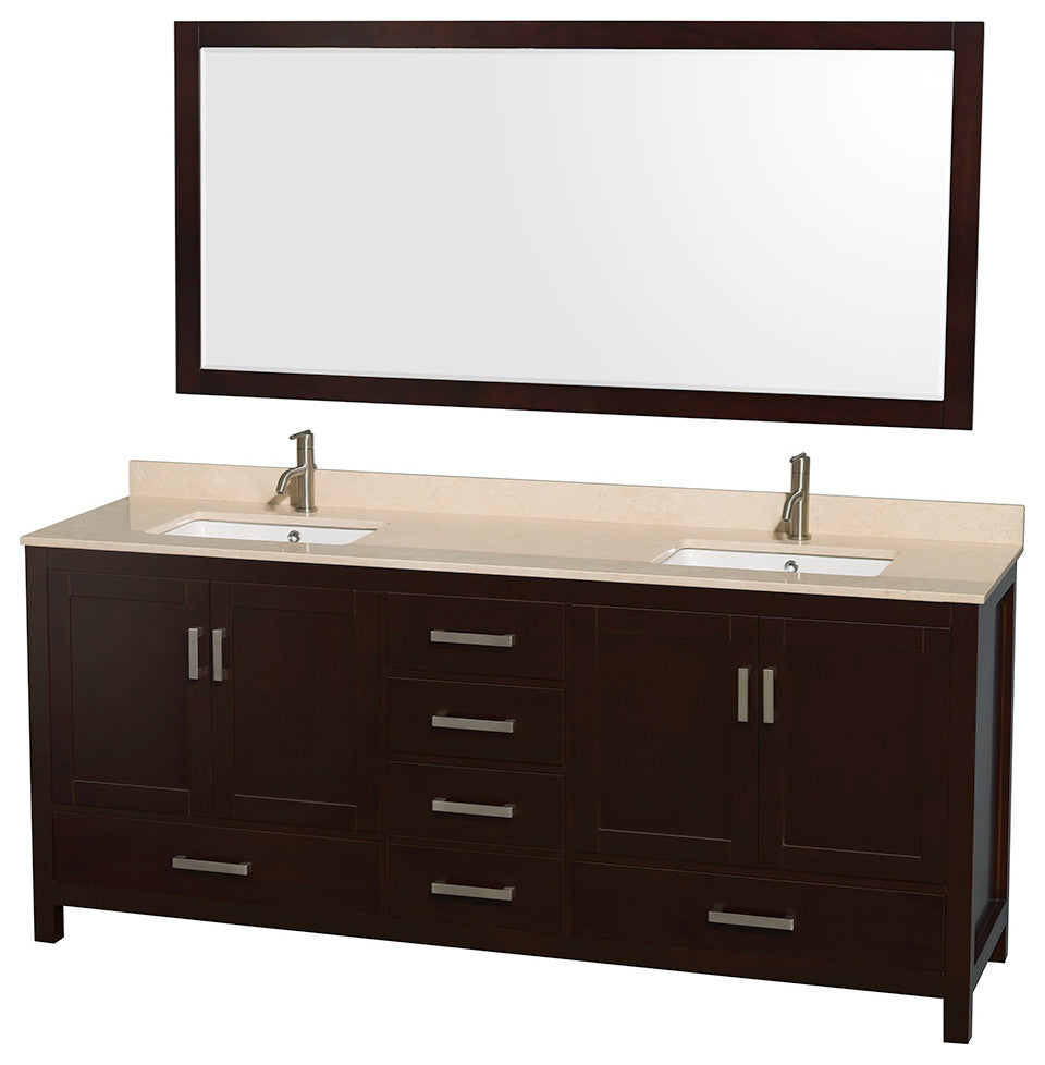 Wyndham WCS141480DESIVUNSM70 Espresso 80 Inch Double Vanity with Square Sinks