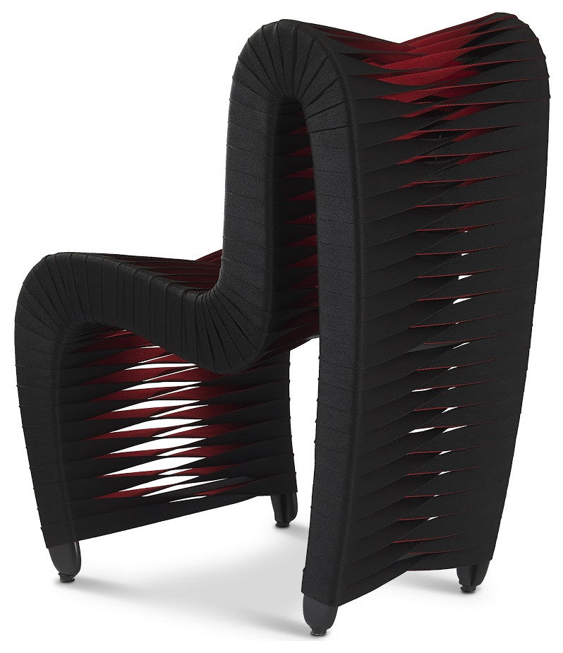 Seat Belt Dining Chair, Black and Red, Cotton