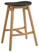 Skol Bar Height Stool W/ Leather Seat, Caramelized