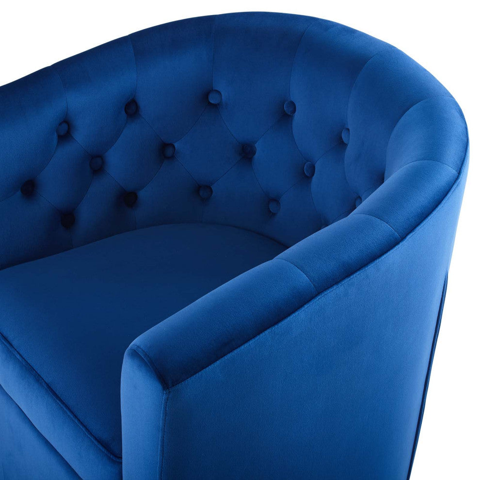 Tufted Armchair Accent Chair, Velvet, Blue Navy, Modern, Lounge Hospitality
