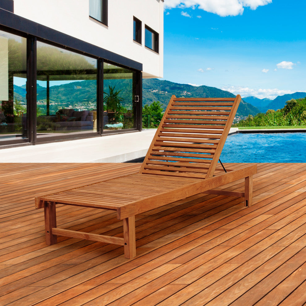 Amazonia Nias 1-Piece Outdoor Lounger | Certified Teak | Ideal for Patio