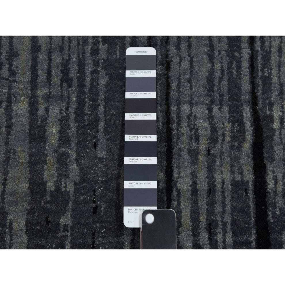 Blue/Gray Modern Ombre Design Hand Knotted Pure Wool Oriental Rug, 8'0"x10'3"