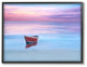 Boat on a Calm Sea Ocean Horizon Photograph Wall Art, 11"x14", Framed Giclee