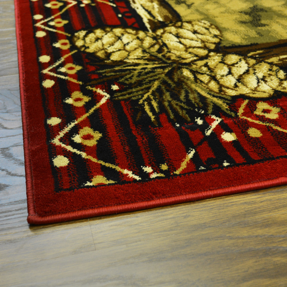 Lodge King Grizzly Gap Rustic Bear Area Rug, 5'3"x7'7"